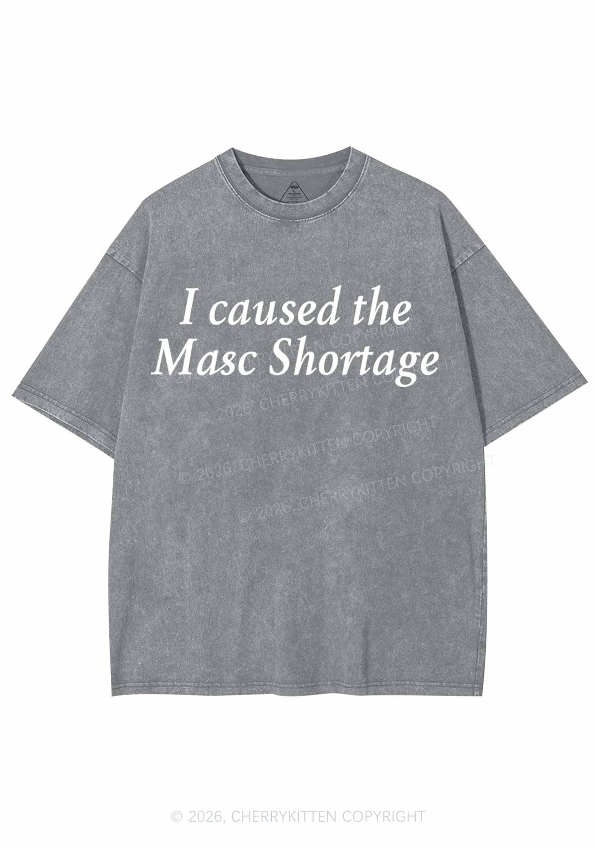 I Caused The Masc Shortage Pride Y2K Shirts Washed Tee Cherrykitten