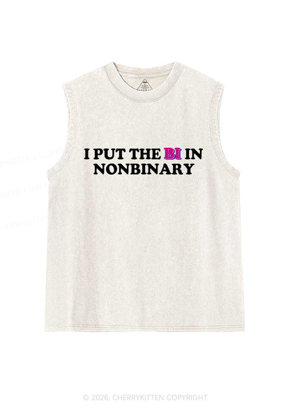 I Put The Bi In Nonbinary Pride Y2K Washed Muscle Tank Cherrykitten