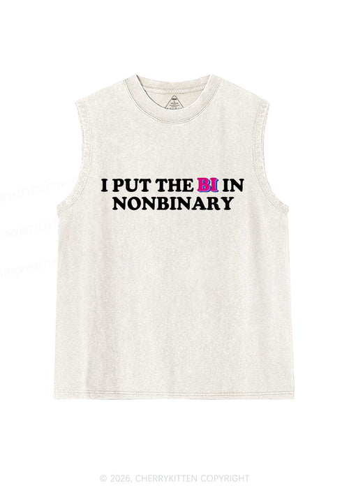 I Put The Bi In Nonbinary Pride Y2K Washed Muscle Tank Cherrykitten