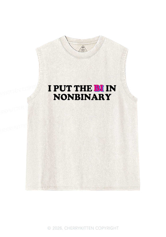 I Put The Bi In Nonbinary Pride Y2K Washed Muscle Tank Cherrykitten