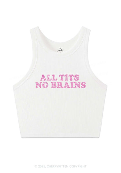 Glitter All Txts No Brains Y2K Crop Tank Top Cherrykitten