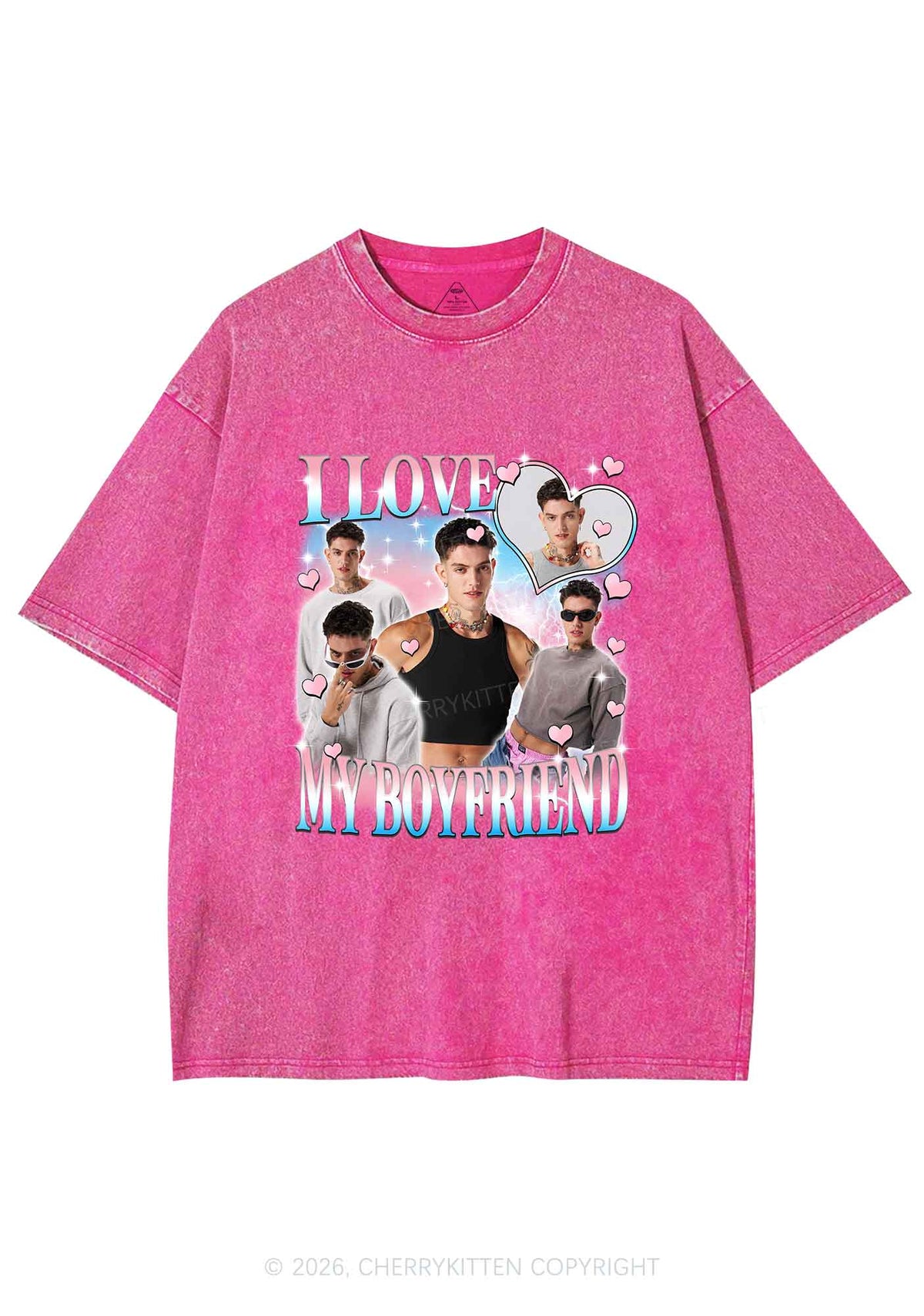 Custom I Love My Trans GF Pride Y2K Shirts Washed Tee Cherrykitten