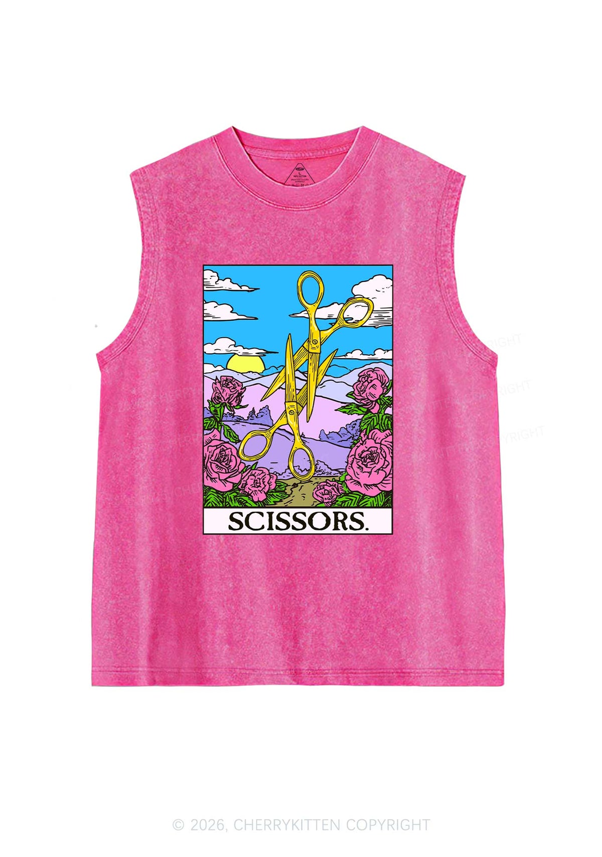 Yellow Scissors Pride Y2K Washed Muscle Tank Cherrykitten