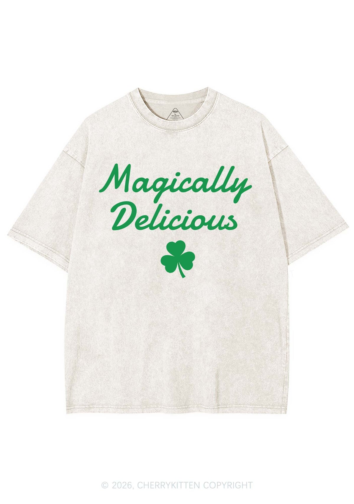 Magically Delicious Shamrock St Patricks Y2K Shirts Washed Tee Cherrykitten