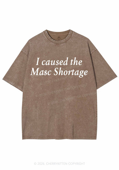 I Caused The Masc Shortage Pride Y2K Shirts Washed Tee Cherrykitten