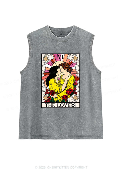 Kissing Lesbians Pride Y2K Washed Muscle Tank Cherrykitten