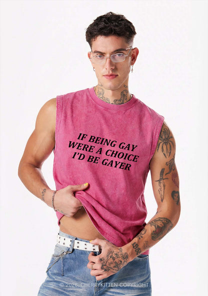 Being Gay Were A Choice Pride Y2K Washed Muscle Tank Cherrykitten