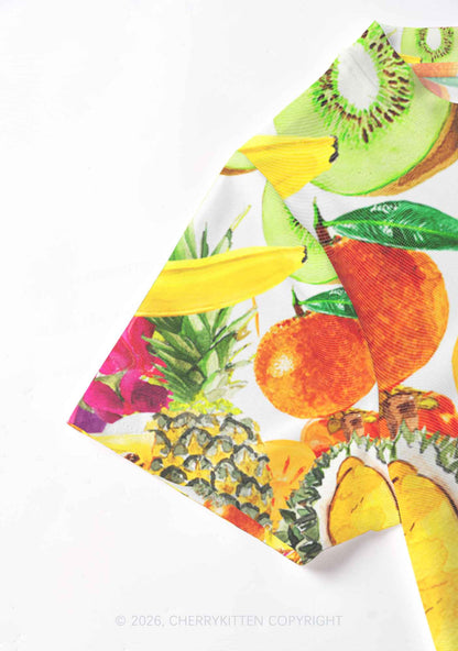 Tropical Fruit Pride Y2K Mesh Crop Top Cherrykitten