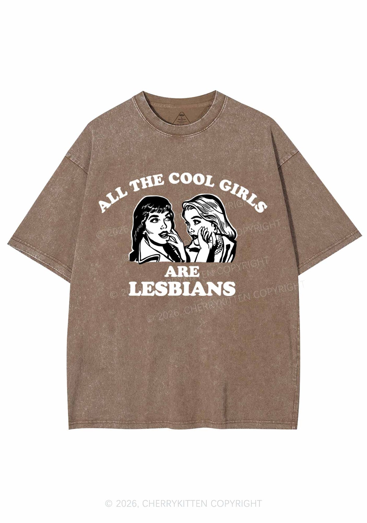 Cool Girls Lesbians Pride Y2K Shirts Washed Tee Cherrykitten