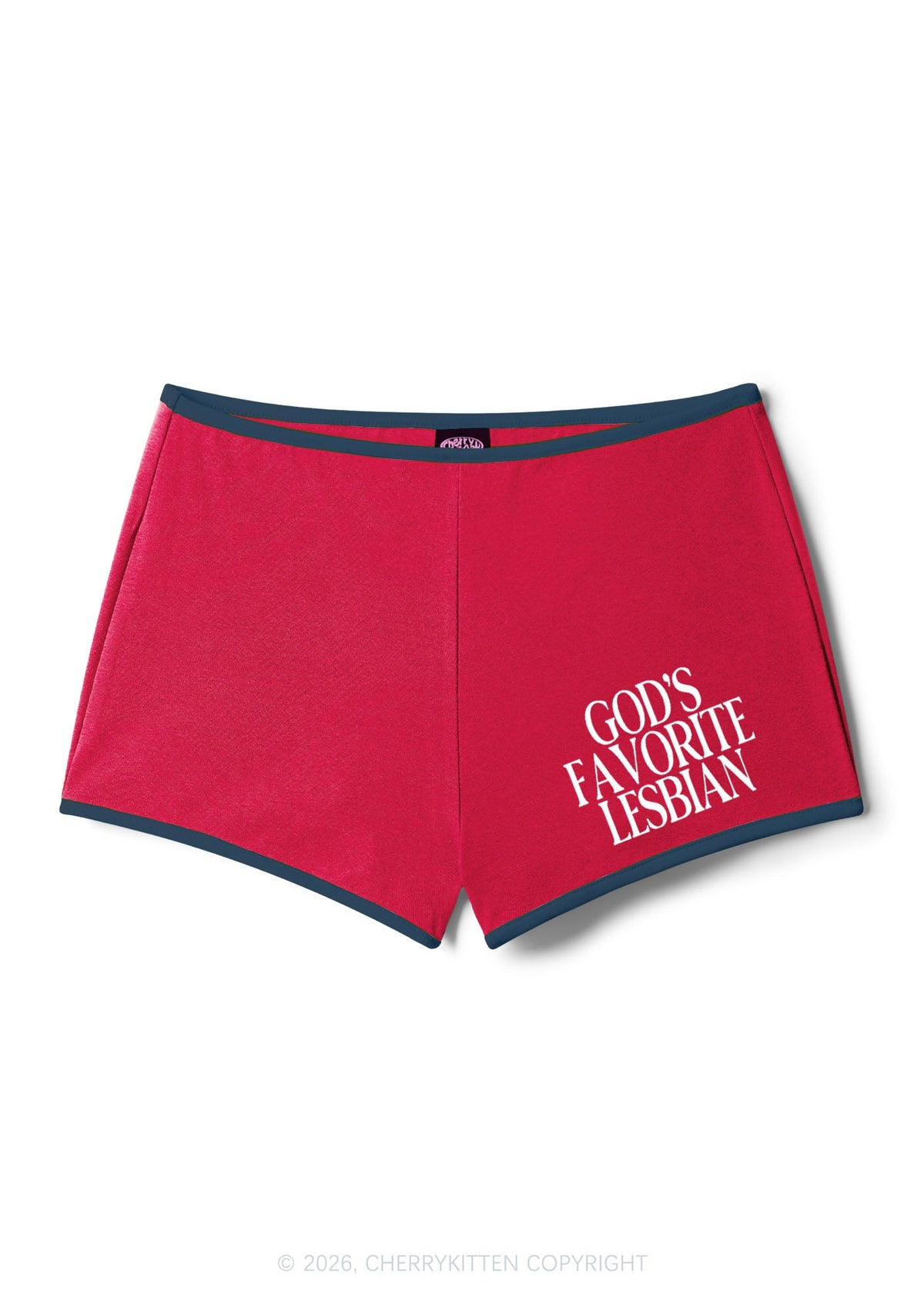 Gods Favorite Lesbian Pride Y2K Booty Shorts Cherrykitten