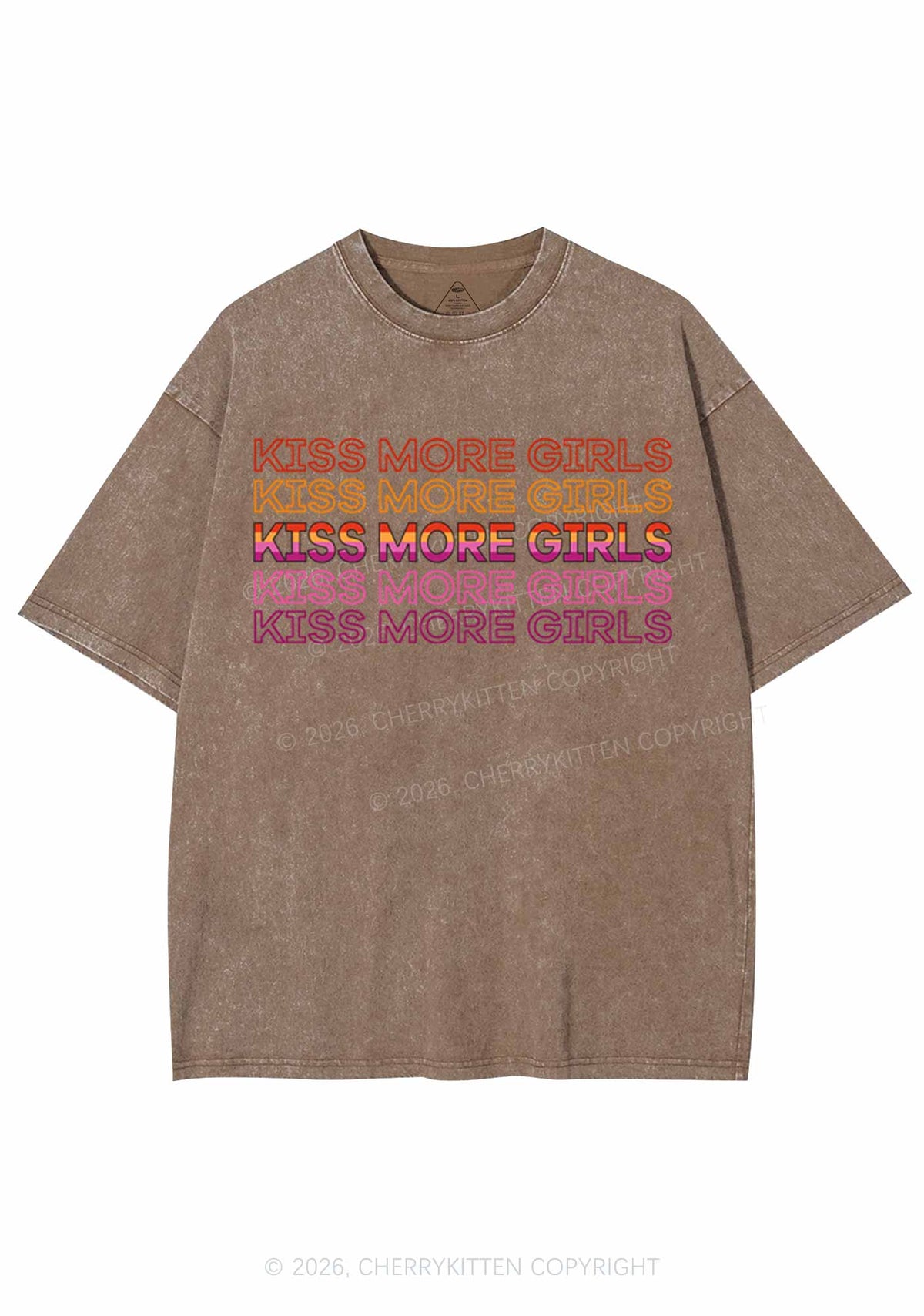 Kiss More Girls Pride Y2K Shirts Washed Tee Cherrykitten