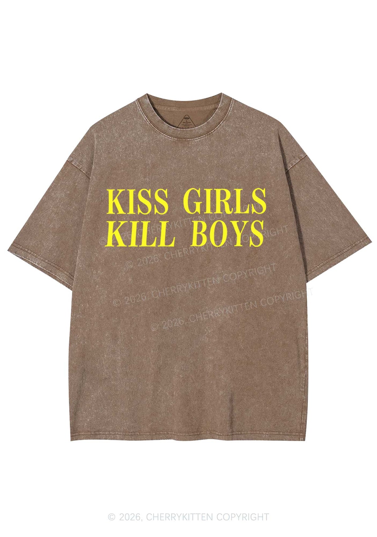 Kiss Girls Kill Boys Pride Y2K Shirts Washed Tee Cherrykitten