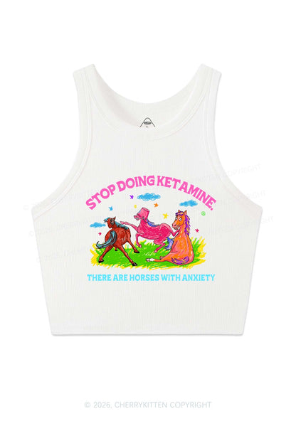 Horses With Anxiety Y2K Crop Tank Top Cherrykitten