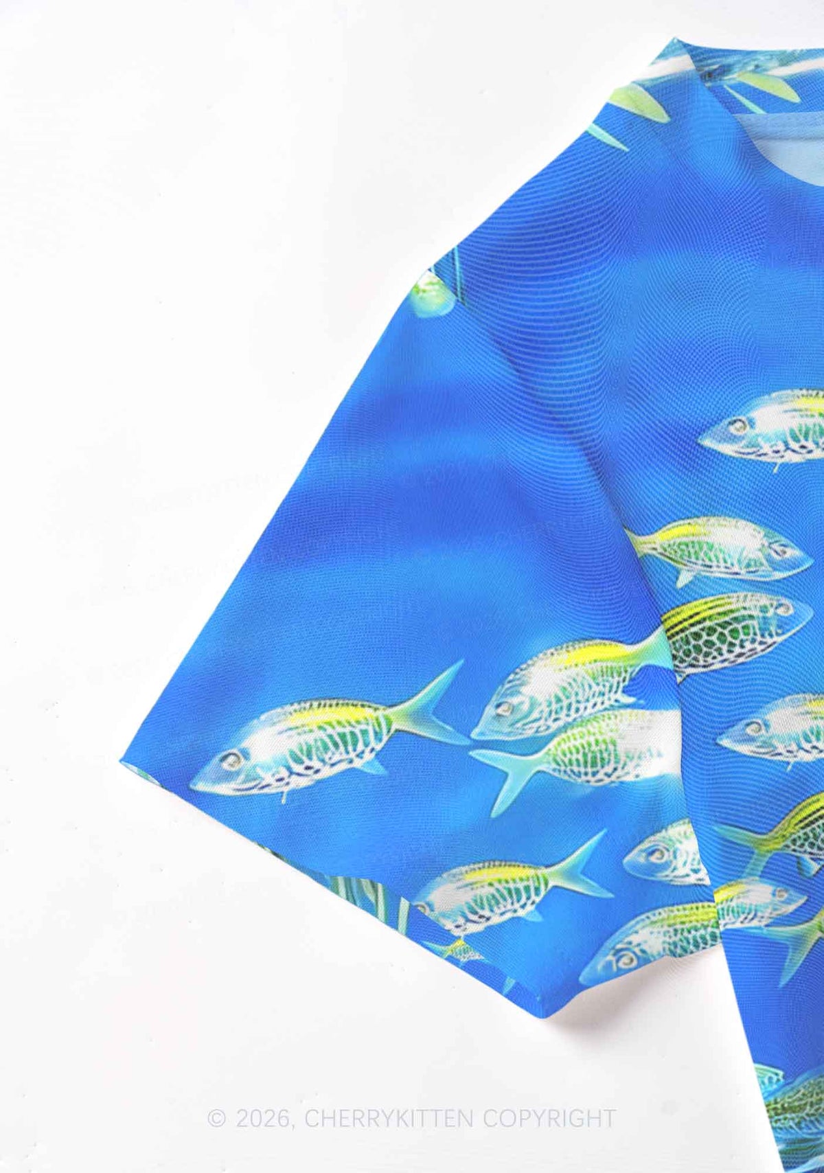 Undersea Fish Y2K Mesh Crop Top Cherrykitten