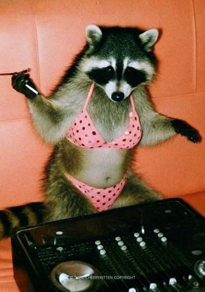 Bikini DJ Raccoon Y2K Mesh Crop Top Cherrykitten