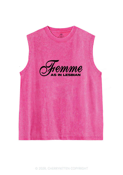 Femme As In Lesbian Pride Y2K Washed Muscle Tank Cherrykitten