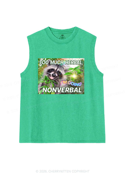 Im Going Nonverbal Y2K Washed Muscle Tank Cherrykitten