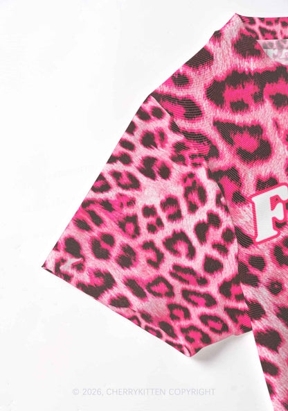 Pink Leopard Faggot Pride Y2K Mesh Crop Top Cherrykitten