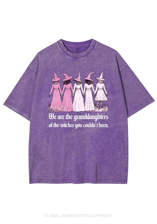 Halloween Witches Granddaughters Y2K Shirts Washed Tee Cherrykitten
