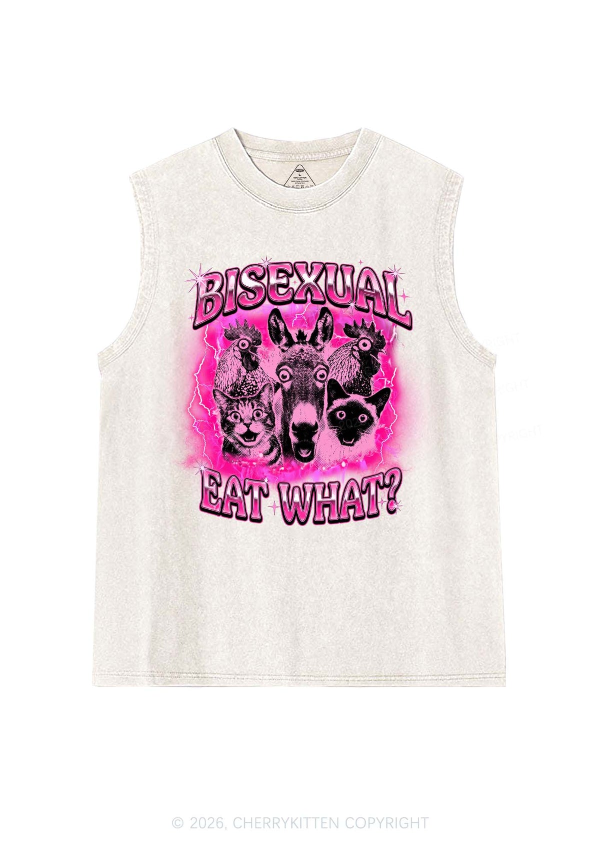 Bisexual Eat What Pride Y2K Washed Muscle Tank Cherrykitten