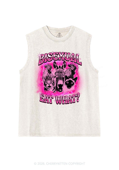 Bisexual Eat What Pride Y2K Washed Muscle Tank Cherrykitten