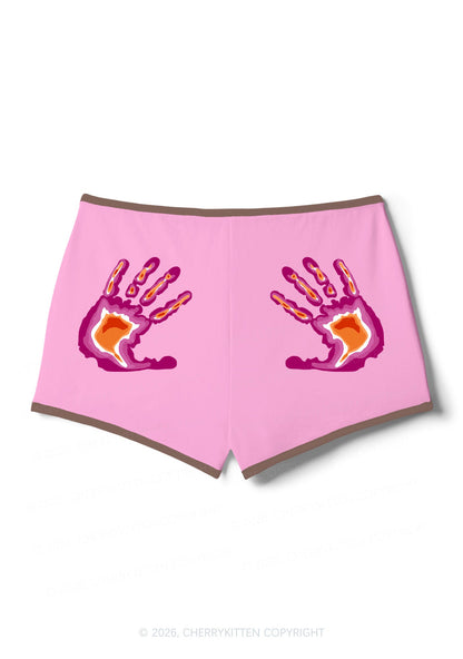 Lesbian Thermal Hands Pride Y2K Booty Shorts Cherrykitten