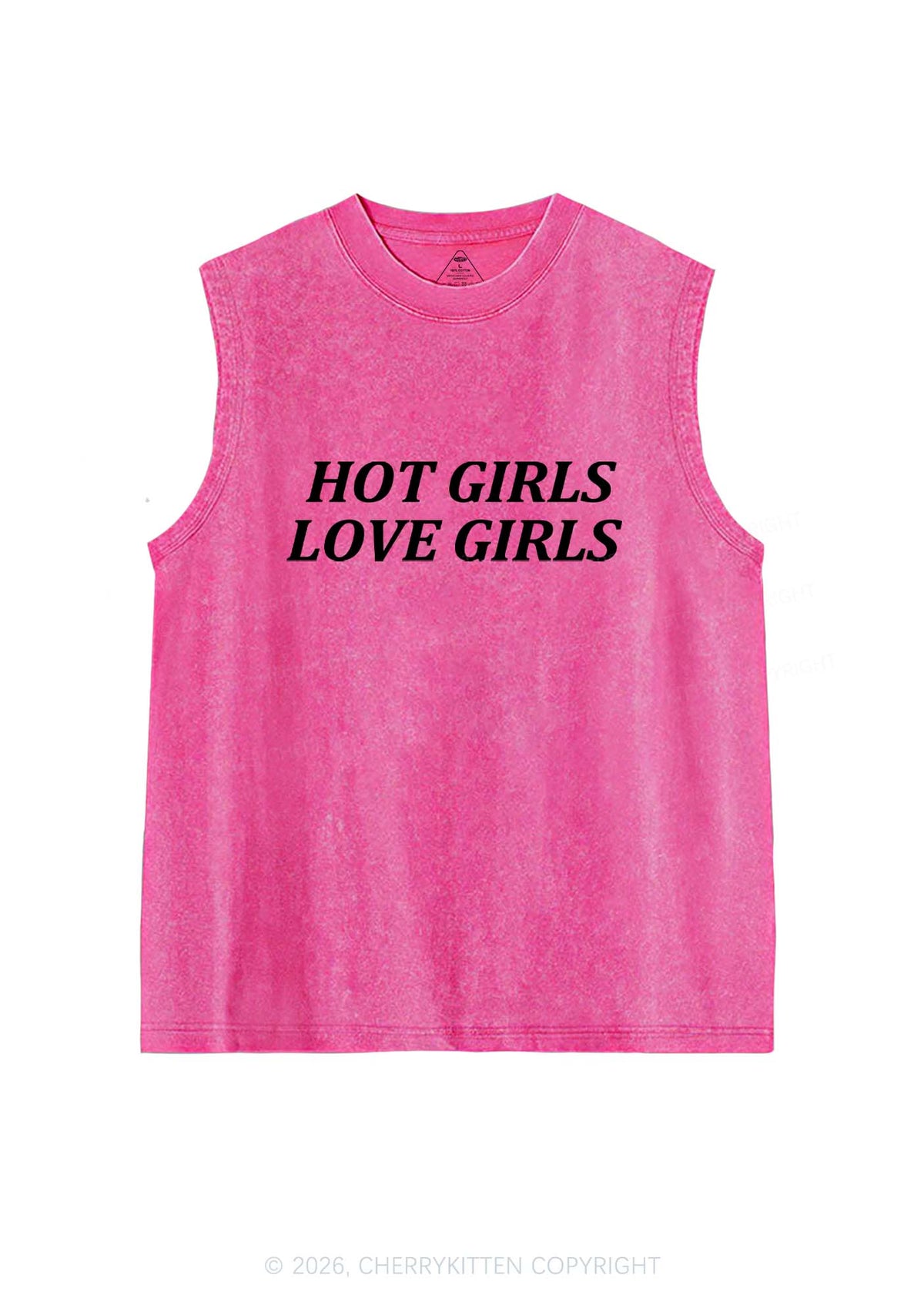 Hot Girls Love Girls Pride Y2K Washed Muscle Tank Cherrykitten