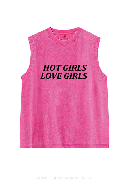Hot Girls Love Girls Pride Y2K Washed Muscle Tank Cherrykitten