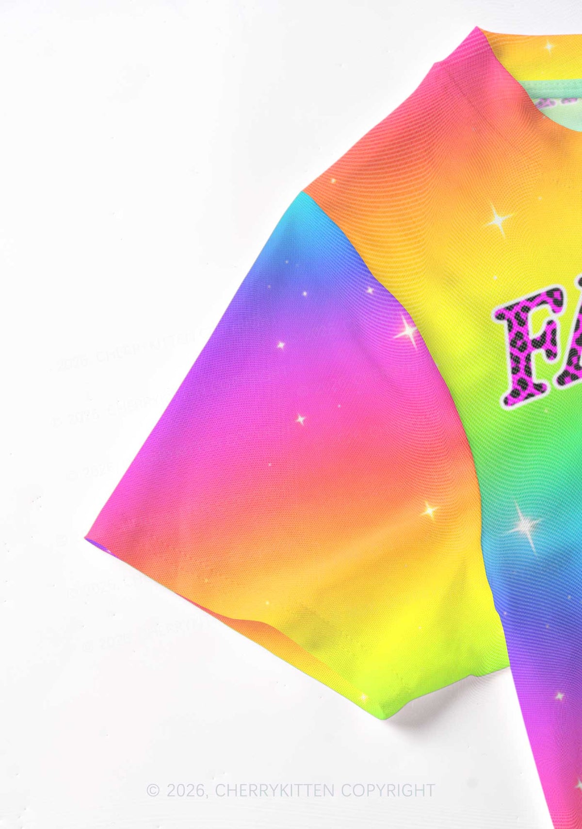 Rainbow Faggot Pride Y2K Mesh Crop Top Cherrykitten