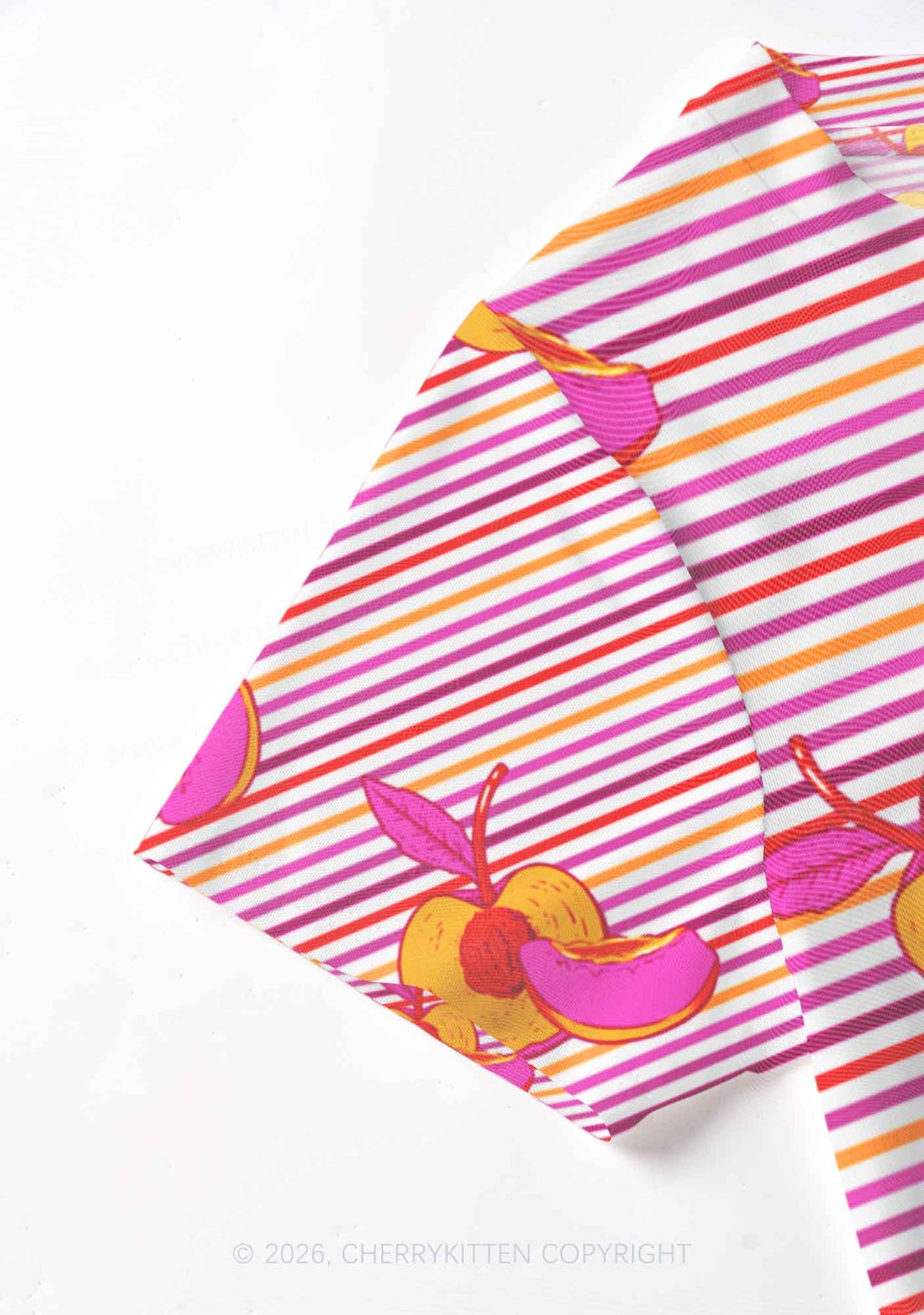 Peachy Lesbian Stripe Pride Y2K Mesh Crop Top Cherrykitten