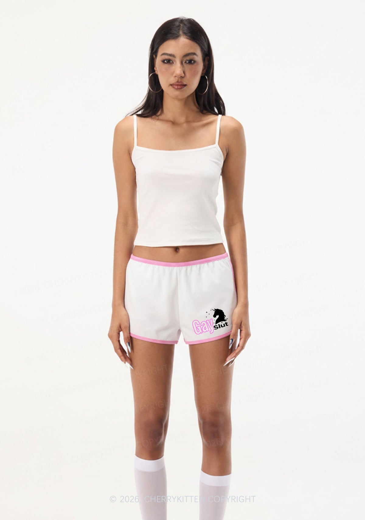 Gay Slxt Unicorn Pride Y2K Booty Shorts Cherrykitten