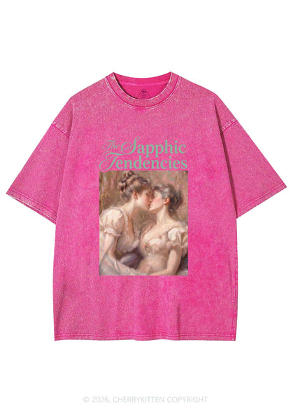 The Sapphic Tendencies Kiss Pride Y2K Shirts Washed Tee Cherrykitten