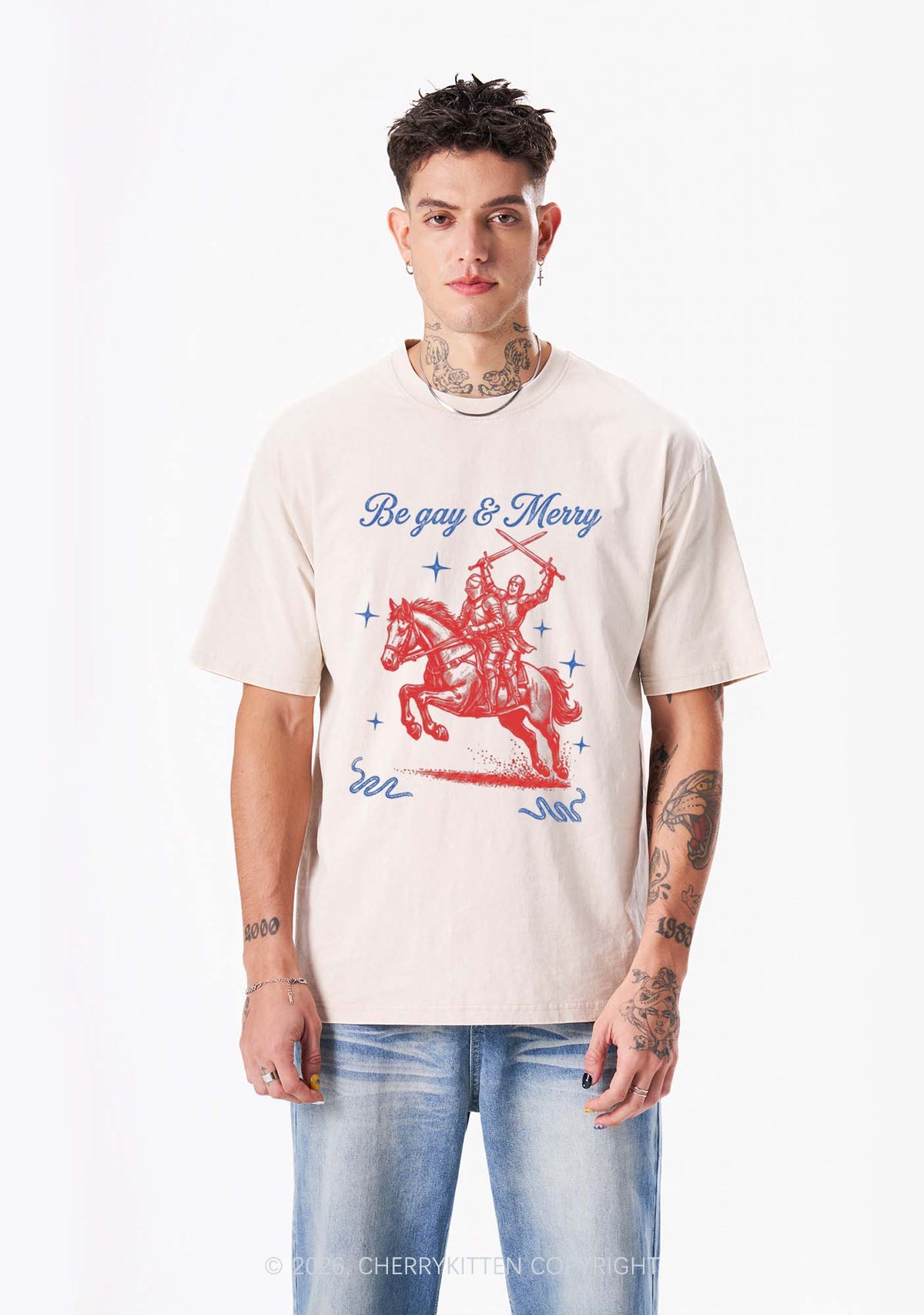 Be Gay Merry Pride Y2K Shirts Washed Tee Cherrykitten