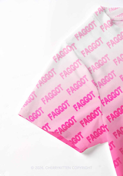 Faded Pink Faggot Pride Y2K Mesh Crop Top Cherrykitten