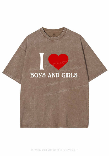 I Love Boys and Girls Pride Y2K Shirts Washed Tee Cherrykitten