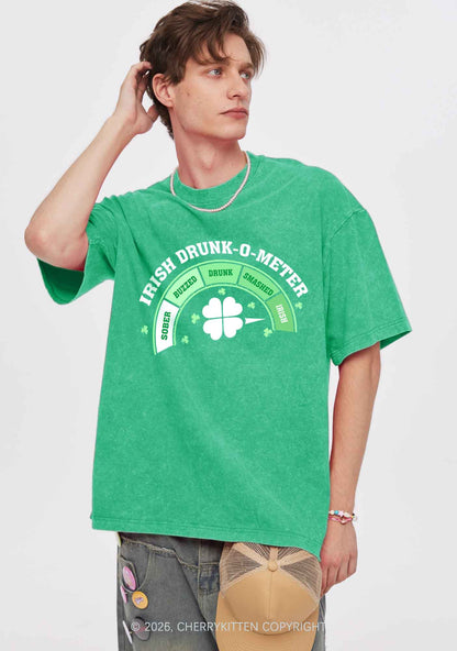 Irish Drunk O Meter St Patricks Y2K Shirts Washed Tee Cherrykitten