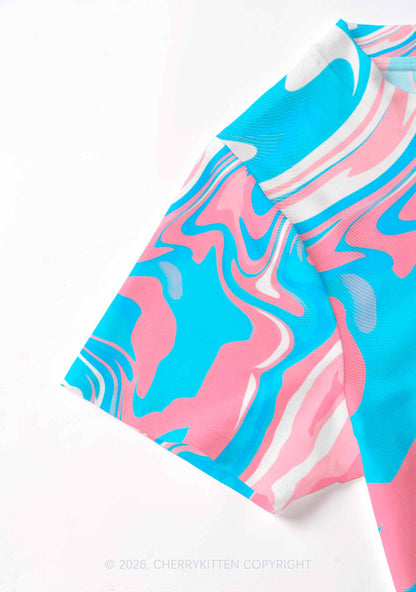 Trans Liquid Tie Dye Pride Y2K Mesh Crop Top Cherrykitten