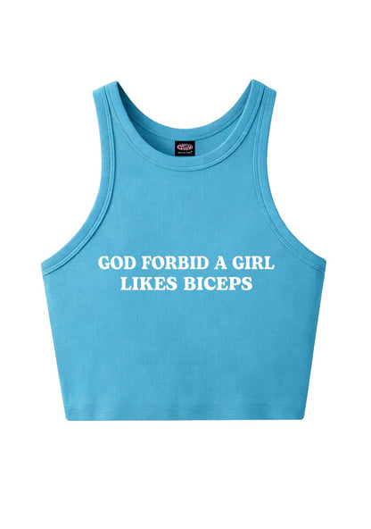 God Forbid A Girl Likes Biceps Y2K Crop Tank Top Cherrykitten