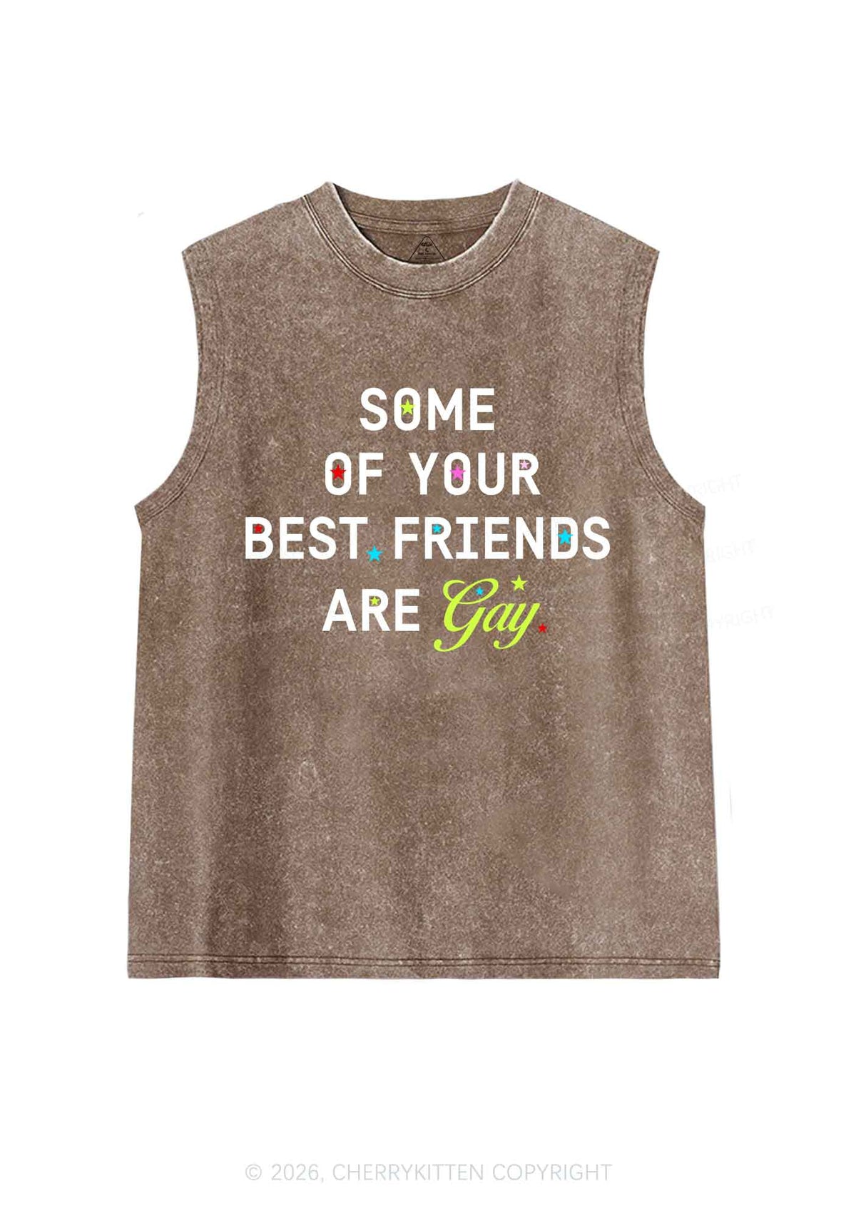 Your Best Friends Are Gay Pride Y2K Washed Muscle Tank Cherrykitten