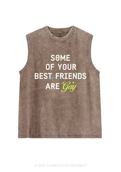 Your Best Friends Are Gay Pride Y2K Washed Muscle Tank Cherrykitten