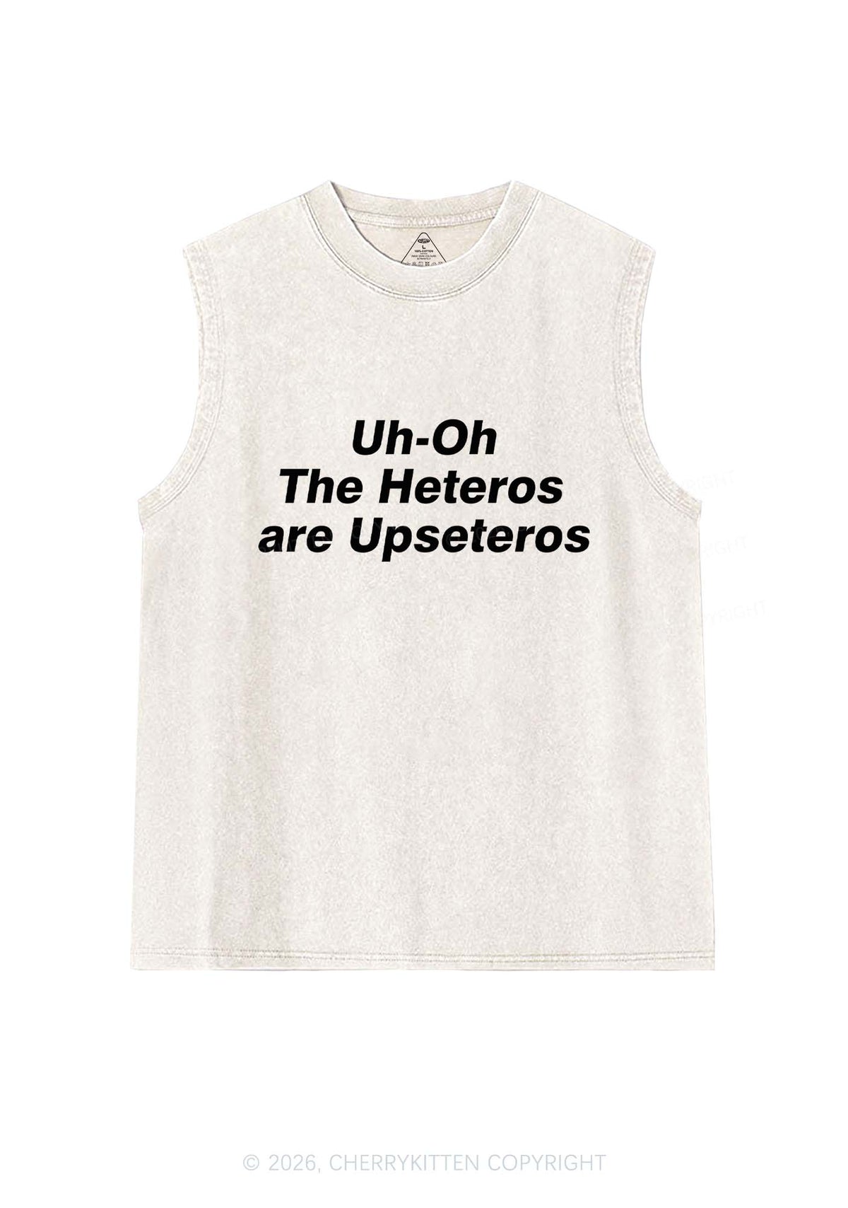 The Heteros Are Upseteros Pride Y2K Washed Muscle Tank Cherrykitten