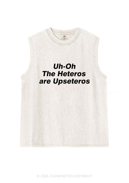 The Heteros Are Upseteros Pride Y2K Washed Muscle Tank Cherrykitten