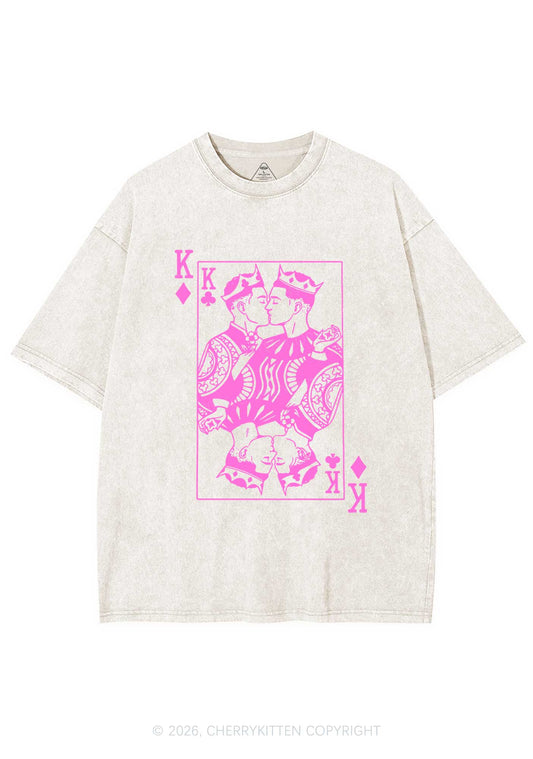 Pink Gay King Pride Y2K Shirts Washed Tee Cherrykitten