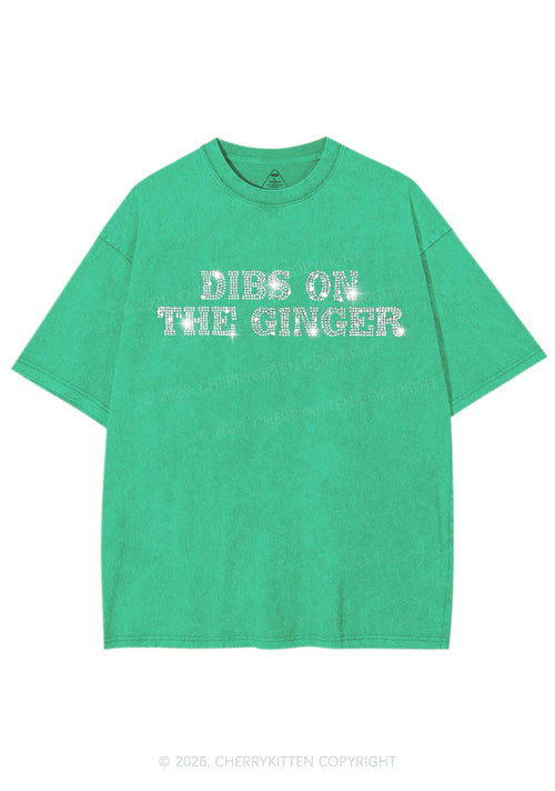 Rhinestone Dibs On The Ginger St Patricks Y2K Shirts Washed Tee Cherrykitten