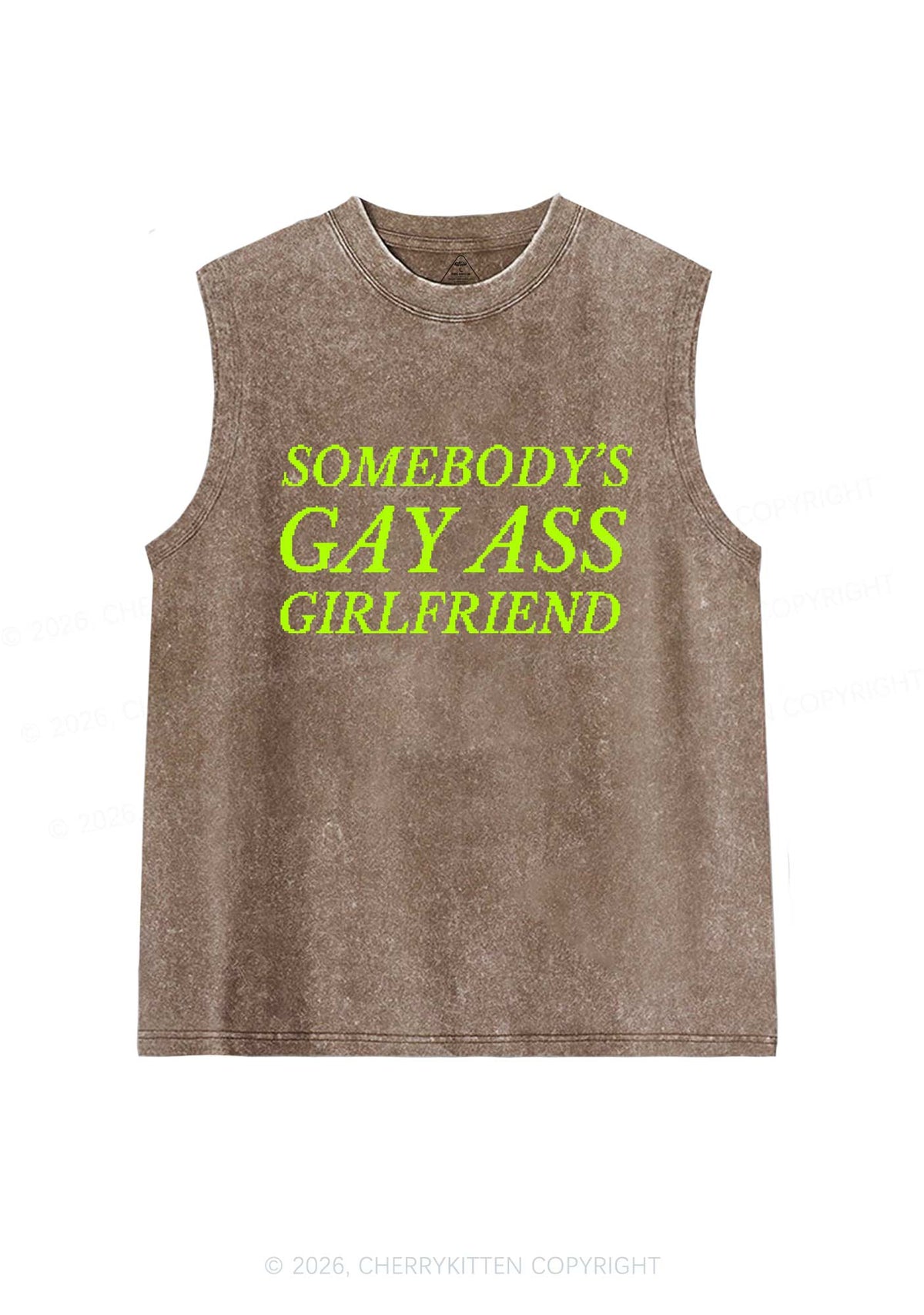 Somebodys Gay Axx Girlfriend Pride Y2K Washed Muscle Tank Cherrykitten