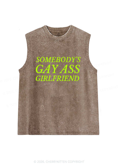 Somebodys Gay Axx Girlfriend Pride Y2K Washed Muscle Tank Cherrykitten