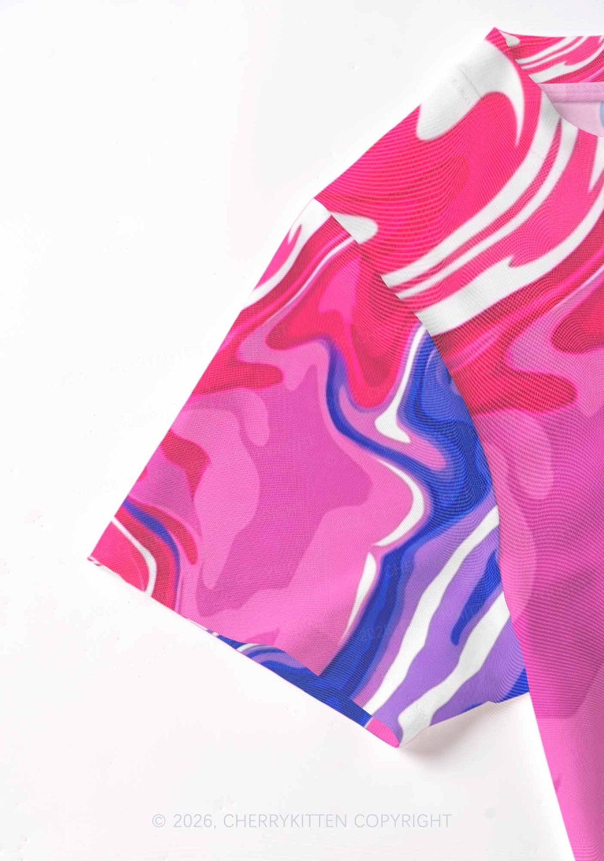 Bisexual Liquid Tie Dye Pride Y2K Mesh Crop Top Cherrykitten