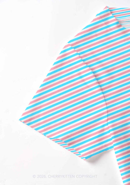 Trans Stripes Pride Y2K Mesh Crop Top Cherrykitten