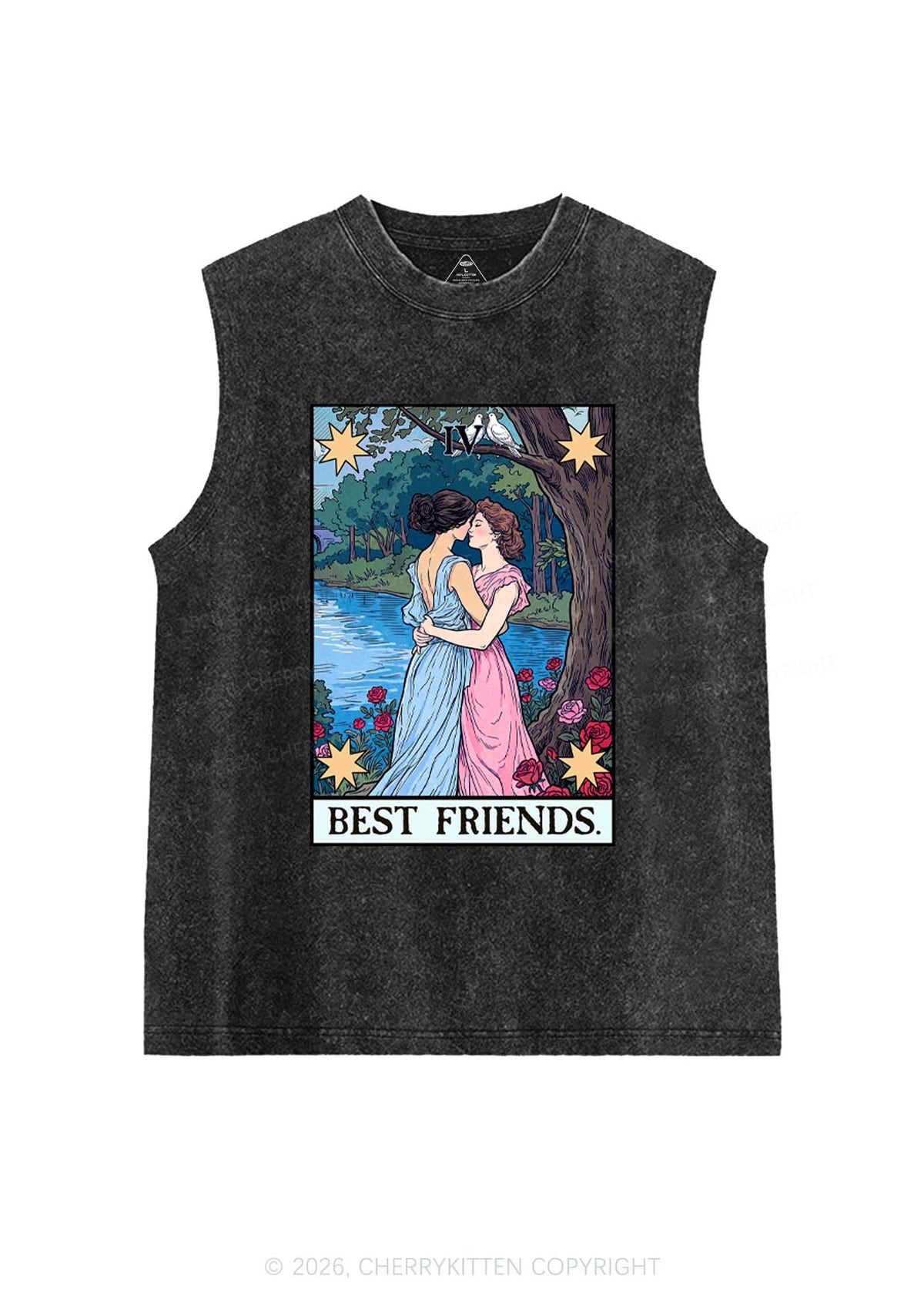 Best Friends Tarot Pride Y2K Washed Muscle Tank Cherrykitten