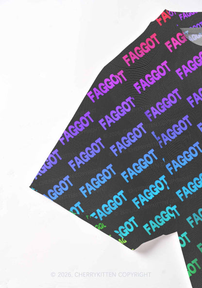Neon Rainbow Faggot Pride Y2K Mesh Crop Top Cherrykitten